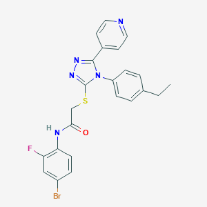 molecular formula C23H19BrFN5OS B425271 N-(4-bromo-2-fluorophenyl)-2-{[4-(4-ethylphenyl)-5-(4-pyridinyl)-4H-1,2,4-triazol-3-yl]sulfanyl}acetamide 