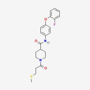 molecular formula C22H25FN2O3S B4252736 N-[4-(2-fluorophenoxy)phenyl]-1-[3-(methylthio)propanoyl]-4-piperidinecarboxamide 