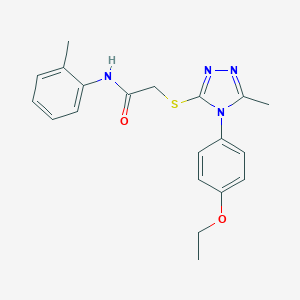 molecular formula C20H22N4O2S B425275 2-{[4-(4-ethoxyphenyl)-5-methyl-4H-1,2,4-triazol-3-yl]sulfanyl}-N-(2-methylphenyl)acetamide 