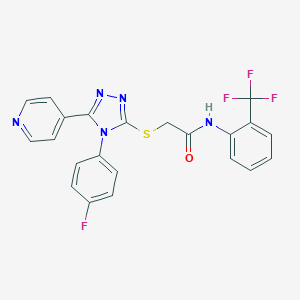 molecular formula C22H15F4N5OS B425276 2-{[4-(4-fluorophenyl)-5-(4-pyridinyl)-4H-1,2,4-triazol-3-yl]sulfanyl}-N-[2-(trifluoromethyl)phenyl]acetamide 