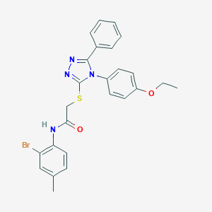 molecular formula C25H23BrN4O2S B425292 N-(2-bromo-4-methylphenyl)-2-{[4-(4-ethoxyphenyl)-5-phenyl-4H-1,2,4-triazol-3-yl]sulfanyl}acetamide 