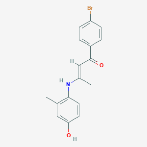 molecular formula C17H16BrNO2 B425293 1-(4-Bromophenyl)-3-(4-hydroxy-2-methylanilino)-2-buten-1-one 
