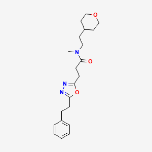 N-methyl-N-[2-(oxan-4-yl)ethyl]-3-[5-(2-phenylethyl)-1,3,4-oxadiazol-2-yl]propanamide