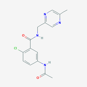 molecular formula C15H15ClN4O2 B4252956 5-(acetylamino)-2-chloro-N-[(5-methylpyrazin-2-yl)methyl]benzamide 