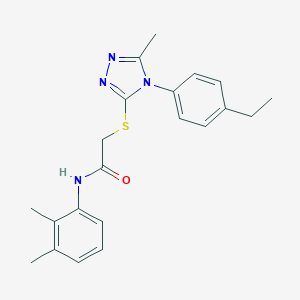 molecular formula C21H24N4OS B425296 N-(2,3-dimethylphenyl)-2-{[4-(4-ethylphenyl)-5-methyl-4H-1,2,4-triazol-3-yl]sulfanyl}acetamide 