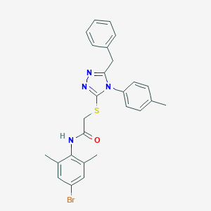 2-{[5-benzyl-4-(4-methylphenyl)-4H-1,2,4-triazol-3-yl]sulfanyl}-N-(4-bromo-2,6-dimethylphenyl)acetamide