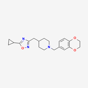 molecular formula C20H25N3O3 B4253037 4-[(5-cyclopropyl-1,2,4-oxadiazol-3-yl)methyl]-1-(2,3-dihydro-1,4-benzodioxin-6-ylmethyl)piperidine 