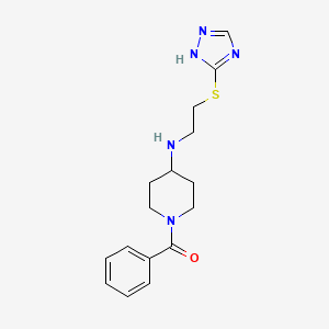 molecular formula C16H21N5OS B4253100 1-benzoyl-N-[2-(1H-1,2,4-triazol-5-ylthio)ethyl]piperidin-4-amine 