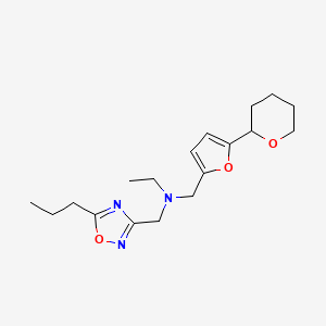 N-[(5-propyl-1,2,4-oxadiazol-3-yl)methyl]-N-{[5-(tetrahydro-2H-pyran-2-yl)-2-furyl]methyl}ethanamine