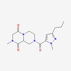 molecular formula C16H23N5O3 B4253131 2-methyl-8-[(1-methyl-3-propyl-1H-pyrazol-5-yl)carbonyl]tetrahydro-2H-pyrazino[1,2-a]pyrazine-1,4(3H,6H)-dione 