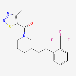 molecular formula C18H20F3N3OS B4253154 1-[(4-methyl-1,2,3-thiadiazol-5-yl)carbonyl]-3-{2-[2-(trifluoromethyl)phenyl]ethyl}piperidine 