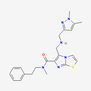 molecular formula C22H26N6OS B4253169 5-({[(1,5-dimethyl-1H-pyrazol-3-yl)methyl]amino}methyl)-N-methyl-N-(2-phenylethyl)imidazo[2,1-b][1,3]thiazole-6-carboxamide 