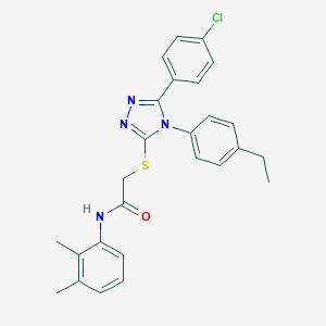 molecular formula C26H25ClN4OS B425319 2-{[5-(4-chlorophenyl)-4-(4-ethylphenyl)-4H-1,2,4-triazol-3-yl]sulfanyl}-N-(2,3-dimethylphenyl)acetamide 