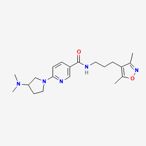 molecular formula C20H29N5O2 B4253248 6-[3-(dimethylamino)-1-pyrrolidinyl]-N-[3-(3,5-dimethyl-4-isoxazolyl)propyl]nicotinamide 