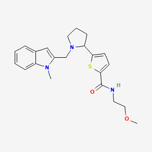 molecular formula C22H27N3O2S B4253267 N-(2-methoxyethyl)-5-{1-[(1-methyl-1H-indol-2-yl)methyl]-2-pyrrolidinyl}-2-thiophenecarboxamide 