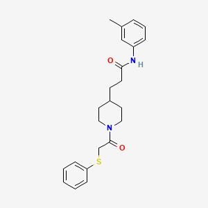 molecular formula C23H28N2O2S B4253273 N-(3-methylphenyl)-3-{1-[(phenylthio)acetyl]-4-piperidinyl}propanamide 