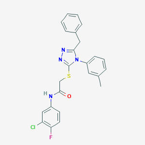 2-{[5-benzyl-4-(3-methylphenyl)-4H-1,2,4-triazol-3-yl]sulfanyl}-N-(3-chloro-4-fluorophenyl)acetamide