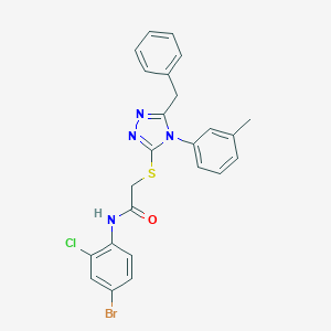 2-{[5-benzyl-4-(3-methylphenyl)-4H-1,2,4-triazol-3-yl]sulfanyl}-N-(4-bromo-2-chlorophenyl)acetamide