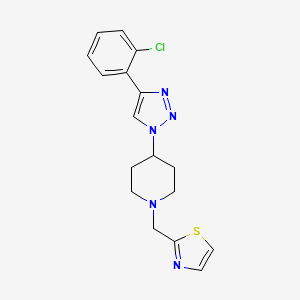 molecular formula C17H18ClN5S B4253310 4-[4-(2-chlorophenyl)-1H-1,2,3-triazol-1-yl]-1-(1,3-thiazol-2-ylmethyl)piperidine trifluoroacetate 