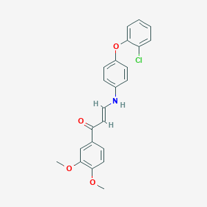 molecular formula C23H20ClNO4 B425341 3-[4-(2-Chlorophenoxy)anilino]-1-(3,4-dimethoxyphenyl)-2-propen-1-one 