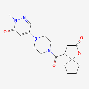 molecular formula C18H24N4O4 B4253438 2-methyl-5-{4-[(2-oxo-1-oxaspiro[4.4]non-4-yl)carbonyl]-1-piperazinyl}-3(2H)-pyridazinone 