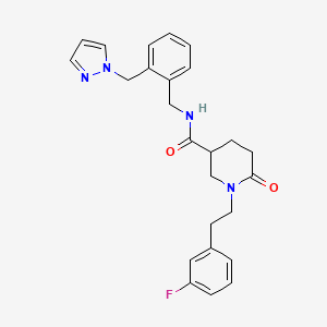 1-[2-(3-fluorophenyl)ethyl]-6-oxo-N-[2-(1H-pyrazol-1-ylmethyl)benzyl]-3-piperidinecarboxamide