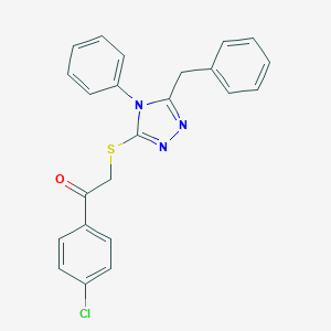molecular formula C23H18ClN3OS B425349 2-[(5-benzyl-4-phenyl-4H-1,2,4-triazol-3-yl)sulfanyl]-1-(4-chlorophenyl)ethanone 
