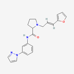 molecular formula C21H22N4O2 B4253513 1-[(2E)-3-(2-furyl)-2-propen-1-yl]-N-[3-(1H-pyrazol-1-yl)phenyl]prolinamide 