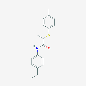 molecular formula C18H21NOS B425352 N-(4-ethylphenyl)-2-[(4-methylphenyl)sulfanyl]propanamide 