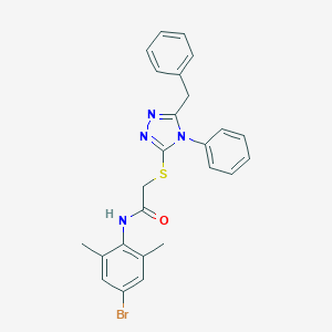 2-[(5-benzyl-4-phenyl-4H-1,2,4-triazol-3-yl)sulfanyl]-N-(4-bromo-2,6-dimethylphenyl)acetamide