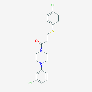 molecular formula C19H20Cl2N2OS B425360 4-Chlorophenyl 3-[4-(3-chlorophenyl)-1-piperazinyl]-3-oxopropyl sulfide 