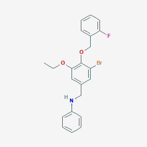 molecular formula C22H21BrFNO2 B425361 N-{3-bromo-5-ethoxy-4-[(2-fluorobenzyl)oxy]benzyl}-N-phenylamine 
