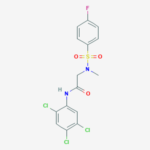 molecular formula C15H12Cl3FN2O3S B425364 2-[[(4-fluorophenyl)sulfonyl](methyl)amino]-N-(2,4,5-trichlorophenyl)acetamide 
