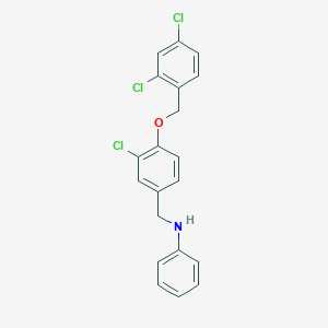 molecular formula C20H16Cl3NO B425365 N-{3-chloro-4-[(2,4-dichlorobenzyl)oxy]benzyl}aniline 