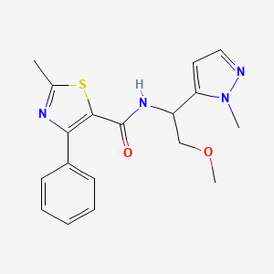 molecular formula C18H20N4O2S B4253661 N-[2-methoxy-1-(1-methyl-1H-pyrazol-5-yl)ethyl]-2-methyl-4-phenyl-1,3-thiazole-5-carboxamide 