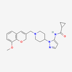 molecular formula C23H28N4O3 B4253713 N-(1-{1-[(8-methoxy-2H-chromen-3-yl)methyl]-4-piperidinyl}-1H-pyrazol-5-yl)cyclopropanecarboxamide 