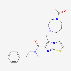 molecular formula C23H29N5O2S B4253758 5-[(4-acetyl-1,4-diazepan-1-yl)methyl]-N-methyl-N-(2-phenylethyl)imidazo[2,1-b][1,3]thiazole-6-carboxamide 