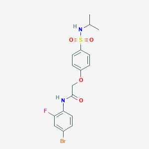 molecular formula C17H18BrFN2O4S B425378 N-(4-bromo-2-fluorophenyl)-2-{4-[(isopropylamino)sulfonyl]phenoxy}acetamide 