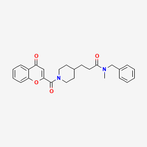 molecular formula C26H28N2O4 B4253785 N-benzyl-N-methyl-3-{1-[(4-oxo-4H-chromen-2-yl)carbonyl]-4-piperidinyl}propanamide 