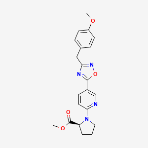 molecular formula C21H22N4O4 B4253818 methyl 1-{5-[3-(4-methoxybenzyl)-1,2,4-oxadiazol-5-yl]-2-pyridinyl}-L-prolinate 