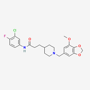 N-(3-chloro-4-fluorophenyl)-3-{1-[(7-methoxy-1,3-benzodioxol-5-yl)methyl]-4-piperidinyl}propanamide