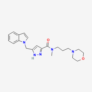molecular formula C21H27N5O2 B4253841 5-(1H-indol-1-ylmethyl)-N-methyl-N-[3-(4-morpholinyl)propyl]-1H-pyrazole-3-carboxamide 