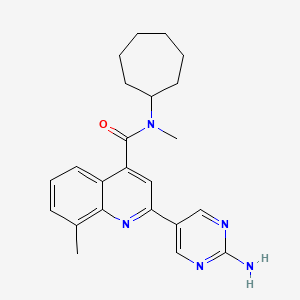 molecular formula C23H27N5O B4253847 2-(2-aminopyrimidin-5-yl)-N-cycloheptyl-N,8-dimethylquinoline-4-carboxamide 