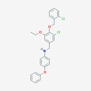 molecular formula C28H25Cl2NO3 B425386 N-{3-chloro-4-[(2-chlorobenzyl)oxy]-5-ethoxybenzyl}-4-phenoxyaniline 