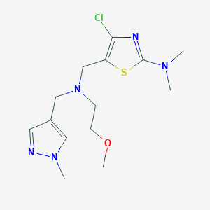 molecular formula C14H22ClN5OS B4253874 4-chloro-5-({(2-methoxyethyl)[(1-methyl-1H-pyrazol-4-yl)methyl]amino}methyl)-N,N-dimethyl-1,3-thiazol-2-amine 