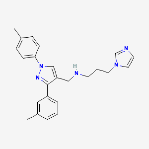 molecular formula C24H27N5 B4253877 3-(1H-imidazol-1-yl)-N-{[3-(3-methylphenyl)-1-(4-methylphenyl)-1H-pyrazol-4-yl]methyl}-1-propanamine 