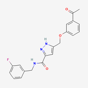 molecular formula C20H18FN3O3 B4253885 5-[(3-acetylphenoxy)methyl]-N-(3-fluorobenzyl)-1H-pyrazole-3-carboxamide 