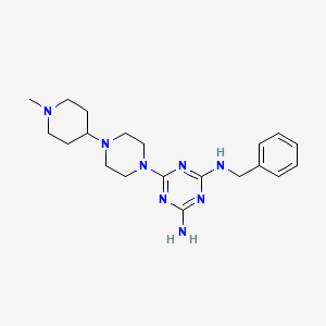 molecular formula C20H30N8 B4253916 N-benzyl-6-[4-(1-methylpiperidin-4-yl)piperazin-1-yl]-1,3,5-triazine-2,4-diamine 