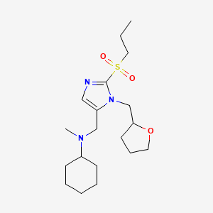 molecular formula C19H33N3O3S B4253931 N-methyl-N-{[2-(propylsulfonyl)-1-(tetrahydro-2-furanylmethyl)-1H-imidazol-5-yl]methyl}cyclohexanamine 