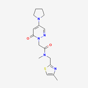 molecular formula C16H21N5O2S B4253986 N-methyl-N-[(4-methyl-1,3-thiazol-2-yl)methyl]-2-[6-oxo-4-(1-pyrrolidinyl)-1(6H)-pyridazinyl]acetamide 